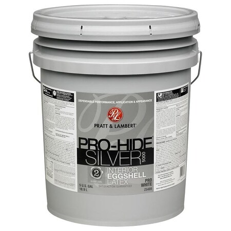Pratt & Lambert ProHide Silver 5000 Z5400 Interior Paint, Eggshell, Pro White, 5 gal 0000Z5489-20